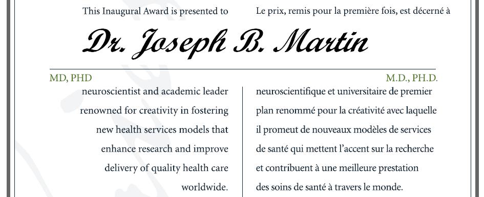 Citation - 2006 Friesen Prize - Joseph Martin