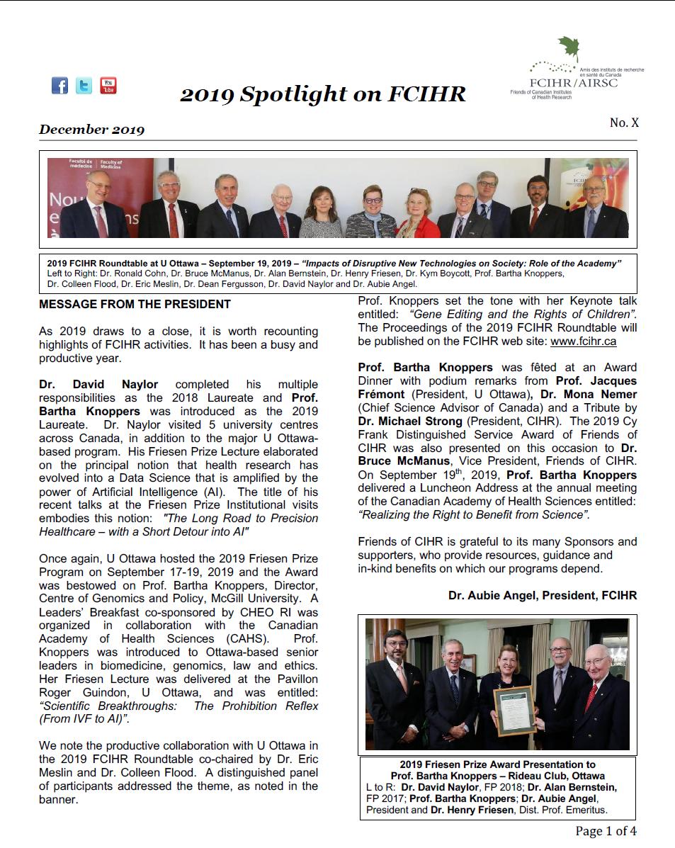 Page 1 - 2019 Spotlight Newsletter of FCIHR