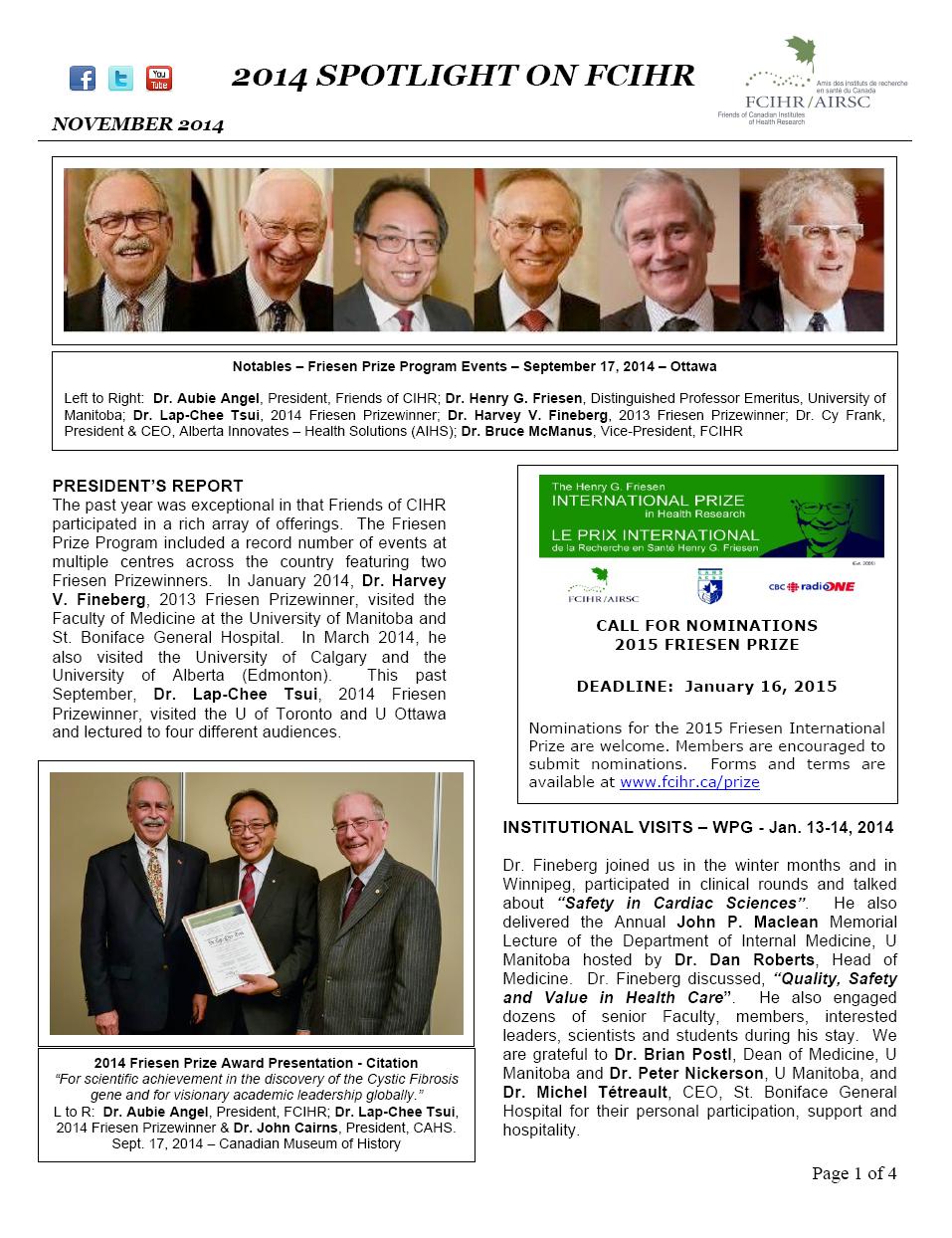 Page 1 - JPG - 2014 Spotlight Newsletter - FCIHR
